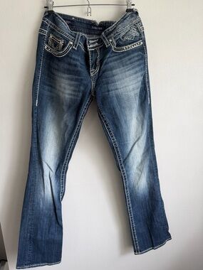 Vigoss Women's Dark Blue Washed Bootcut Jeans with Contrast Stitching